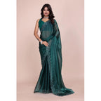 Seduva Women's Jimmy choo Embellished Bollywood Saree With Unstitched Blouse 5.5Mtr (Green)