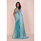 Seduva Women's Jimmy choo Embellished Bollywood Saree With Unstitched Blouse 5.5Mtr (Light Blue)