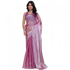 Seduva Women's Jimmy choo Embellished Bollywood Saree With Unstitched Blouse 5.5Mtr (Magenta)