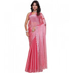 Seduva Women's Jimmy choo Embellished Bollywood Saree With Unstitched Blouse 5.5Mtr (Pink)