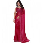 Seduva Women's Jimmy choo Embellished Bollywood Saree With Unstitched Blouse 5.5Mtr (Red)