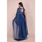 Seduva Women's Jimmy choo Embellished Bollywood Saree With Unstitched Blouse 5.5Mtr (Blue)
