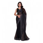 Seduva Women's Jimmy choo Embellished Bollywood Saree With Unstitched Blouse 5.5Mtr (Black)