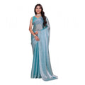 Seduva Women's Jimmy choo Embellished Bollywood Saree With Unstitched Blouse 5.5Mtr (Light Blue)