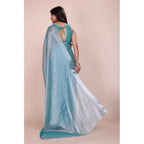 Seduva Women's Jimmy choo Embellished Bollywood Saree With Unstitched Blouse 5.5Mtr (Light Blue)