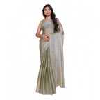 Seduva Women's Jimmy choo Embellished Bollywood Saree With Unstitched Blouse 5.5Mtr (Light Green)