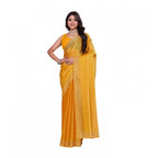 Seduva Women's Jimmy choo Embellished Bollywood Saree With Unstitched Blouse 5.5Mtr (Mustard)