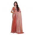 Seduva Women's Jimmy choo Embellished Bollywood Saree With Unstitched Blouse 5.5Mtr (Orange)