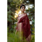 Seduva Women's Litchi silk Printed Saree With Unstitched Blouse (Maroon)