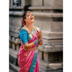 Seduva Women's Litchi silk Printed Saree With Unstitched Blouse (Pink)
