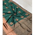 Seduva Women's Litchi silk Printed Saree With Unstitched Blouse (Green)