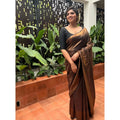 Seduva Women's Litchi silk Printed Saree With Unstitched Blouse (Gold)