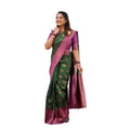 Seduva Women's Litchi silk Printed Saree With Unstitched Blouse (Green)