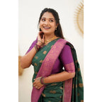 Seduva Women's Litchi silk Printed Saree With Unstitched Blouse (Green)