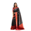 Seduva Women's Litchi silk Printed Saree With Unstitched Blouse (Grey)