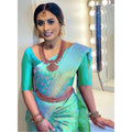 Seduva Women's Litchi silk Printed Saree With Unstitched Blouse (Green)