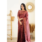 Seduva Women's Litchi silk Printed Saree With Unstitched Blouse (Maroon)
