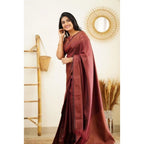 Seduva Women's Litchi silk Printed Saree With Unstitched Blouse (Maroon)