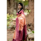 Seduva Women's Litchi silk Printed Saree With Unstitched Blouse (Beige)