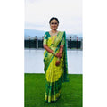 Seduva Women's Litchi silk Printed Saree With Unstitched Blouse (Light Green)