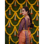 Seduva Women's Litchi silk Printed Saree With Unstitched Blouse (Orange)