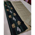 Seduva Women's Litchi silk Printed Saree With Unstitched Blouse (Green)