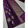 Seduva Women's Litchi silk Printed Saree With Unstitched Blouse (Magenta With pink)