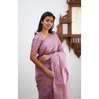 Seduva Women's Litchi silk Printed Saree With Unstitched Blouse (Light Pink)