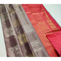 Seduva Women's Litchi silk Printed Saree With Unstitched Blouse (Brown With Orange)
