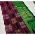 Seduva Women's Litchi silk Printed Saree With Unstitched Blouse (Brown With Green)