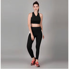 Seduva Women's Polyester Solid Ankle length High Waisted Tights (Black)
