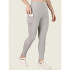 Seduva Women's Polyester Solid Ankle length High Waisted Tights (Grey)