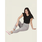 Seduva Women's Polyester Solid Ankle length High Waisted Tights (Grey)
