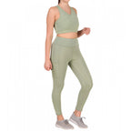 Seduva Women's Polyester Solid Ankle length High Waisted Tights (Sea Green)