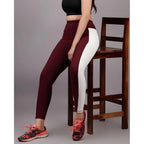 Seduva Women's Polyester Solid Ankle length High Waisted Tights (Maroon)