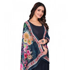 Seduva Women's chanderi silk  Printed Dupatta (Navy Blue, Length:��2 Mtr)