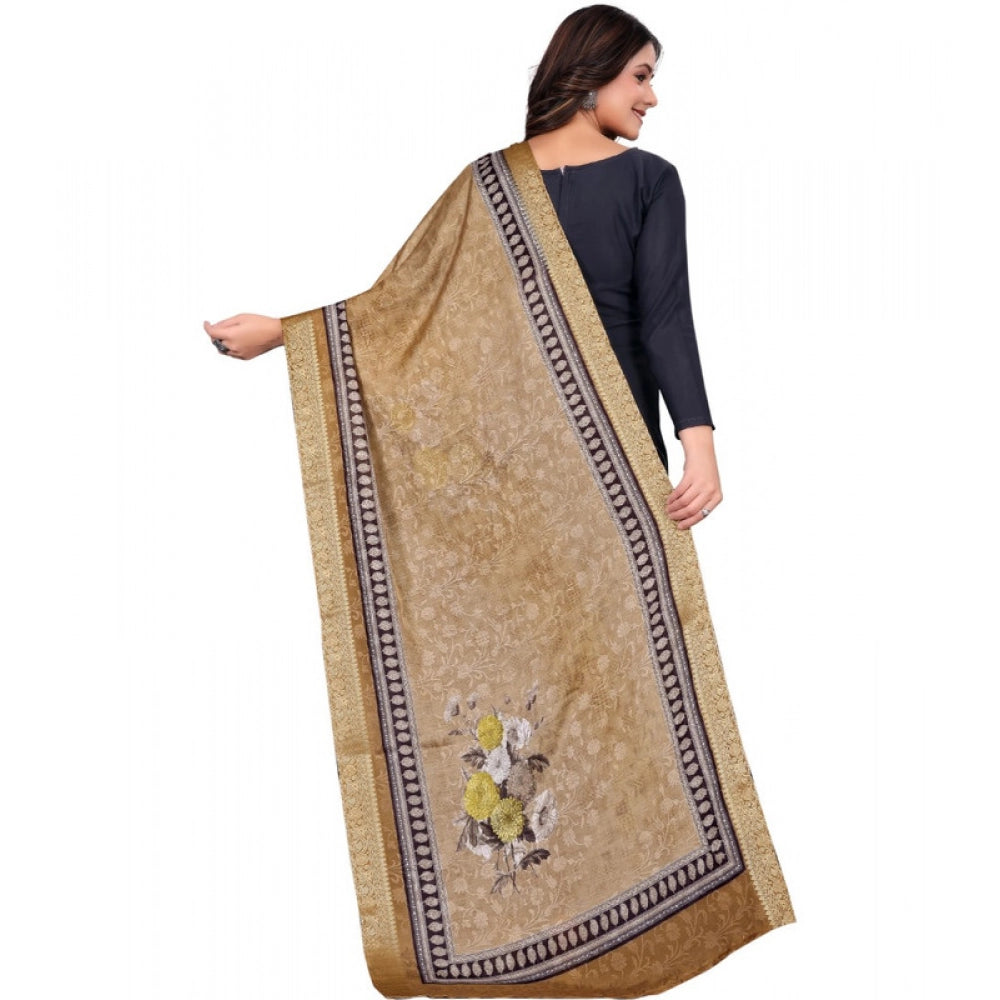 Seduva Women's chanderi silk  Printed Dupatta (Beige, Length:��2 Mtr)