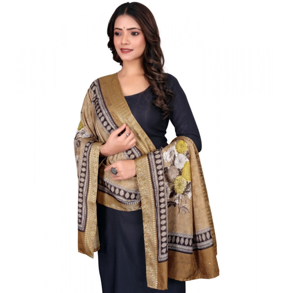Seduva Women's chanderi silk  Printed Dupatta (Beige, Length:��2 Mtr)