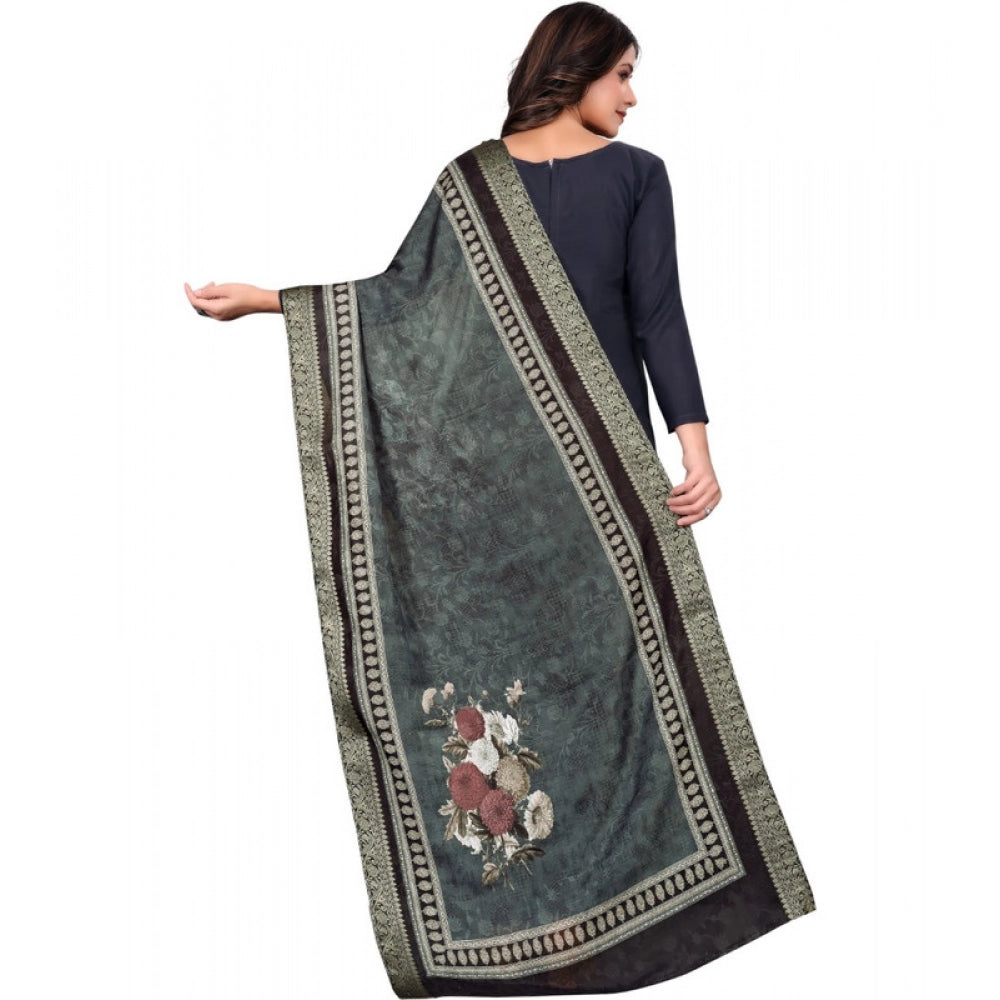 Seduva Women's chanderi silk  Printed Dupatta (Black, Length:��2 Mtr)