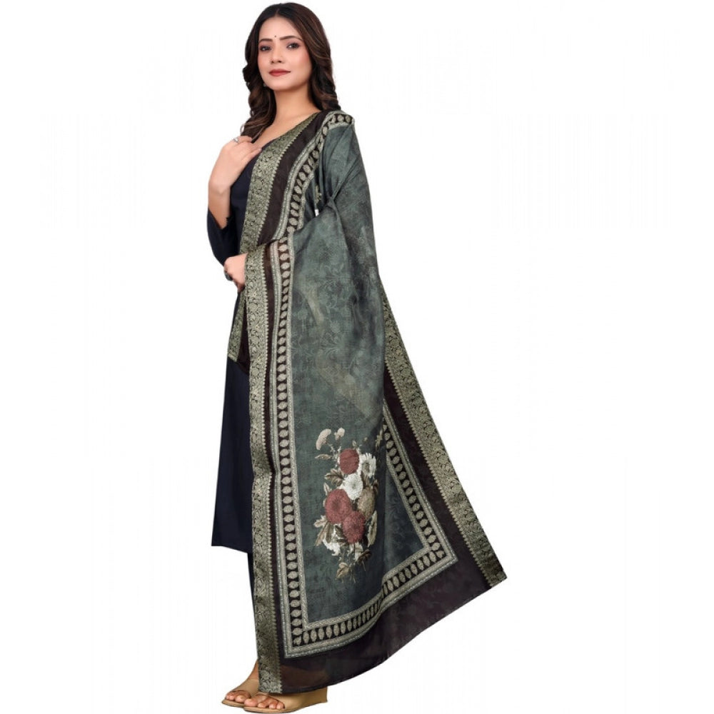 Seduva Women's chanderi silk  Printed Dupatta (Black, Length:��2 Mtr)