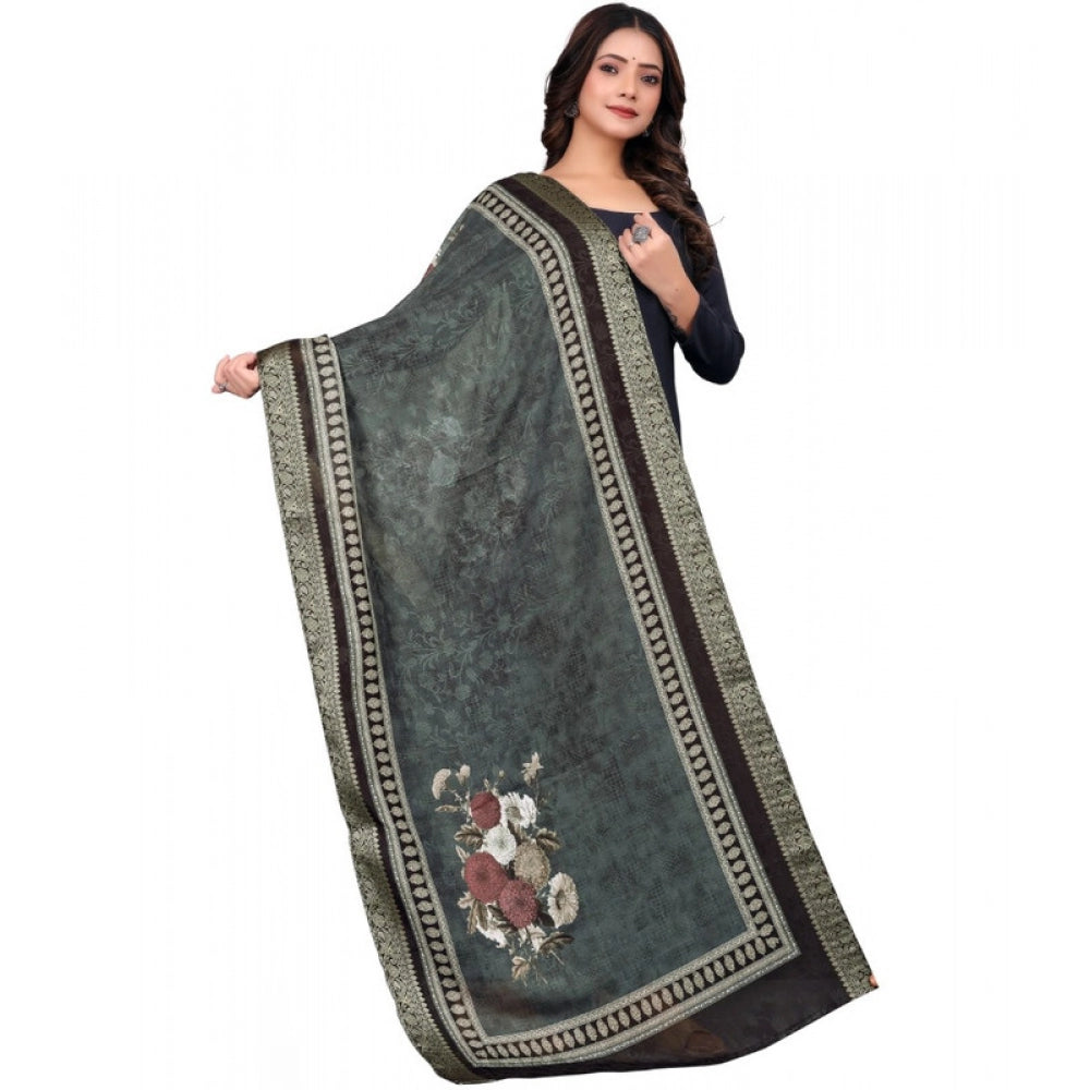 Seduva Women's chanderi silk  Printed Dupatta (Black, Length:��2 Mtr)