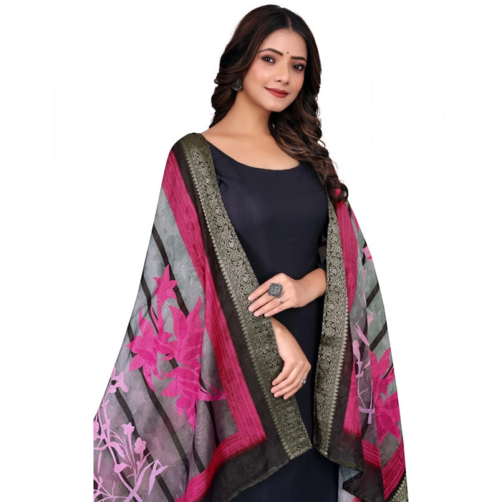 Seduva Women's chanderi silk  Printed Dupatta (Black, Length:��2 Mtr)