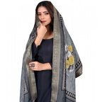 Seduva Women's chanderi silk  Printed Dupatta (Gray, Length:��2 Mtr)