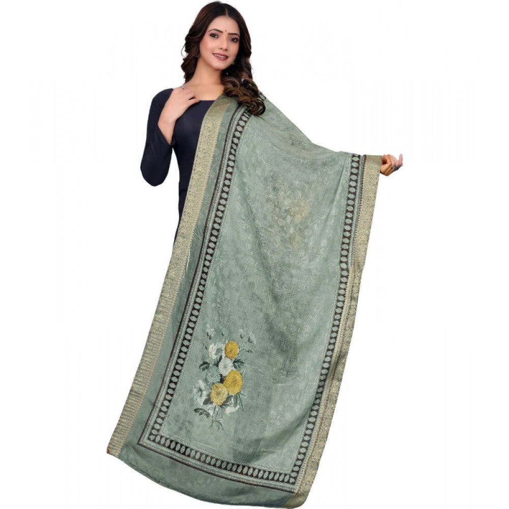 Seduva Women's chanderi silk  Printed Dupatta (Green, Length:��2 Mtr)