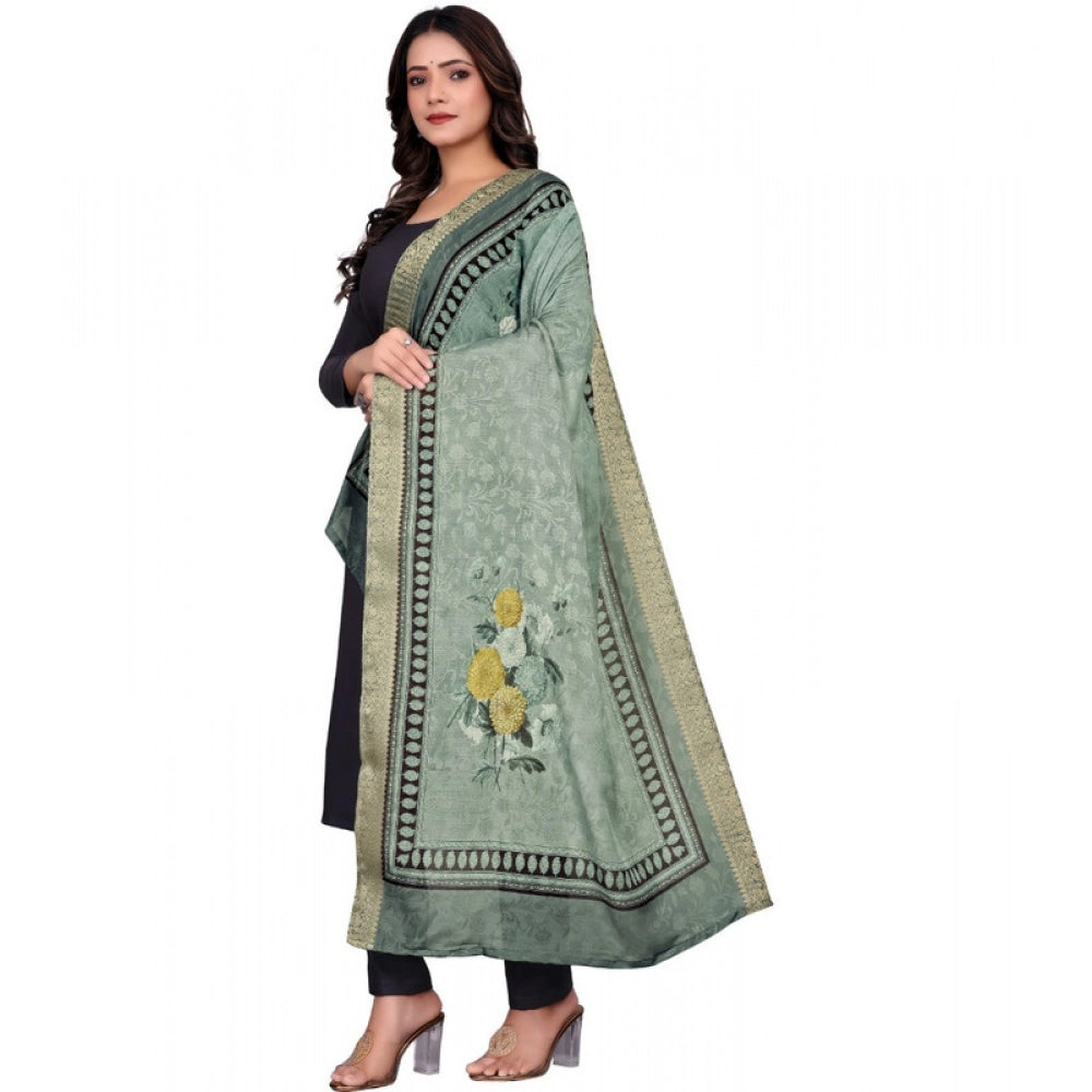 Seduva Women's chanderi silk  Printed Dupatta (Green, Length:��2 Mtr)
