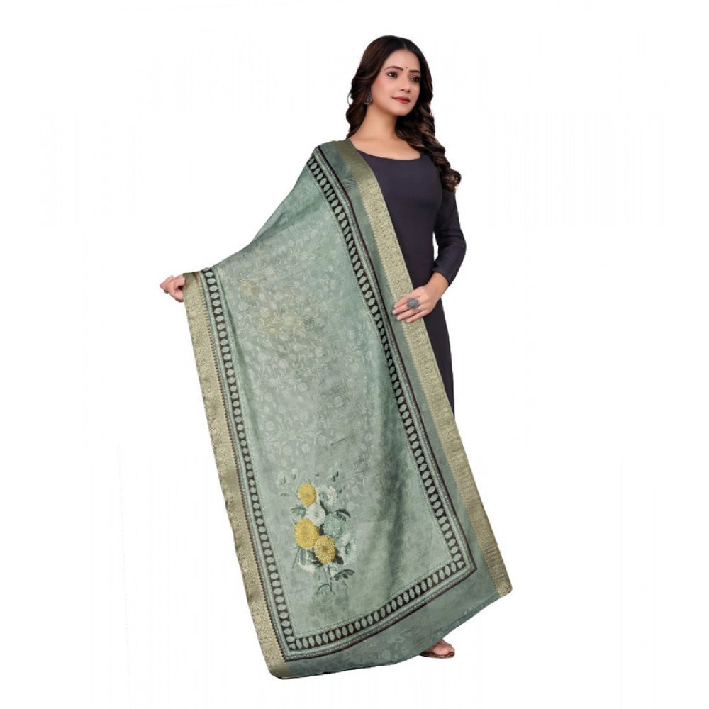 Seduva Women's chanderi silk  Printed Dupatta (Green, Length:��2 Mtr)