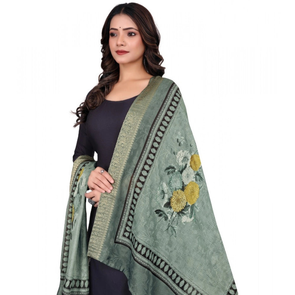 Seduva Women's chanderi silk  Printed Dupatta (Green, Length:��2 Mtr)