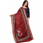 Seduva Women's chanderi silk  Printed Dupatta (Maroon, Length:��2 Mtr)
