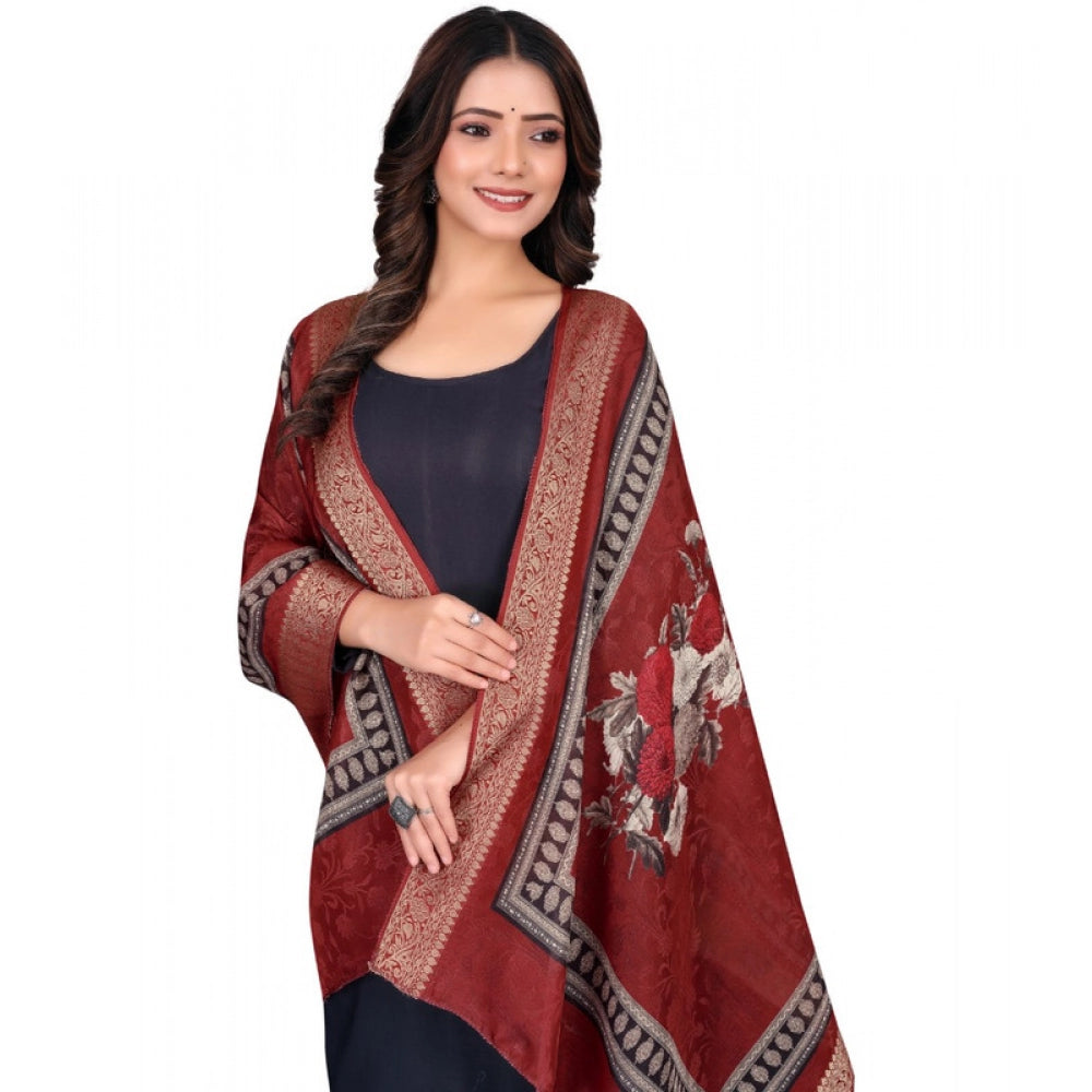 Seduva Women's chanderi silk  Printed Dupatta (Maroon, Length:��2 Mtr)