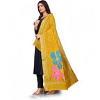 Seduva Women's chanderi silk  Printed Dupatta (Yellow, Length:��2 Mtr)